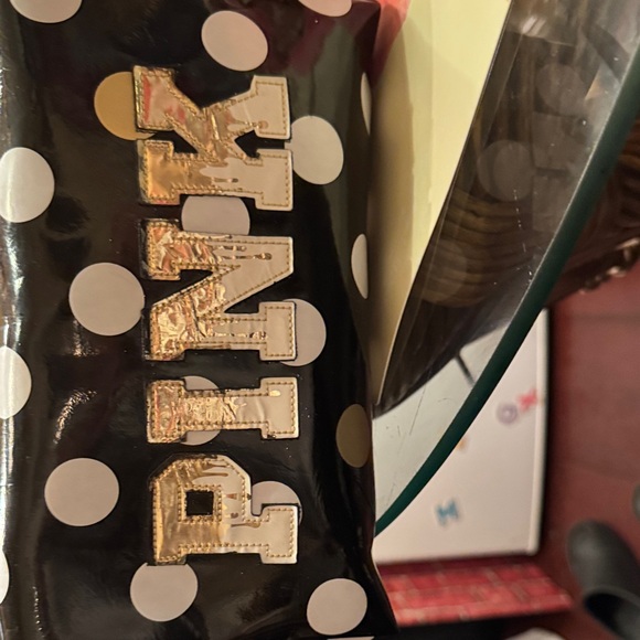 Handbags - Pink Black and White Polka Dot Pouch